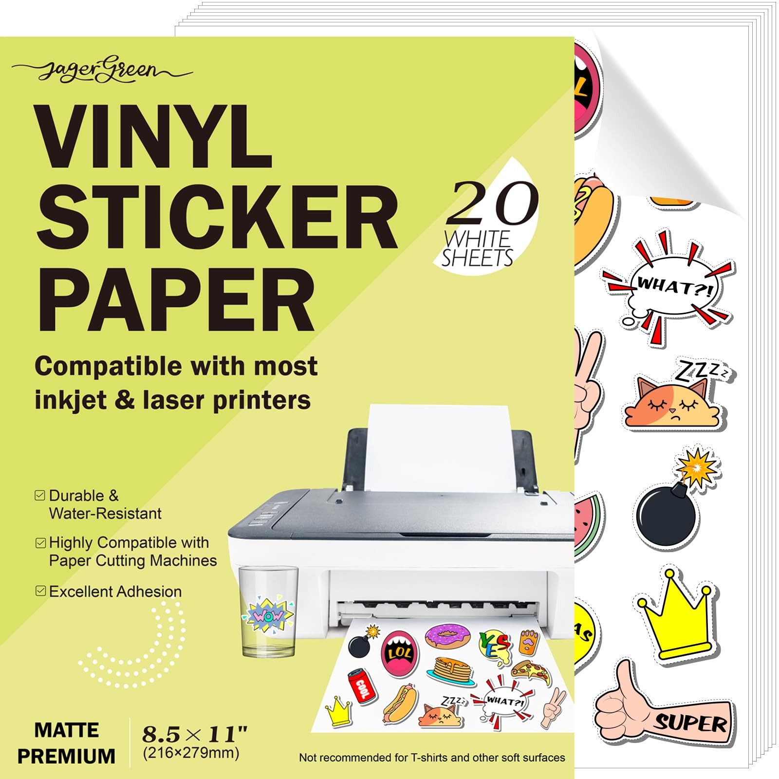 20 Sheets White Sticker Paper for Printing A4 216x279mm, Self Adhesive On…