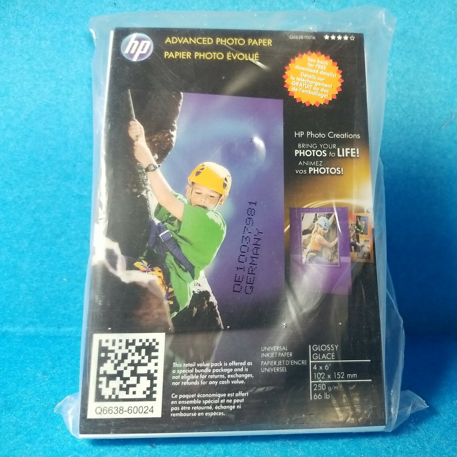 HP Advanced Photo Glossy Q6638A Paper 100 Sheets 4×6 66lb All InkJet Printers