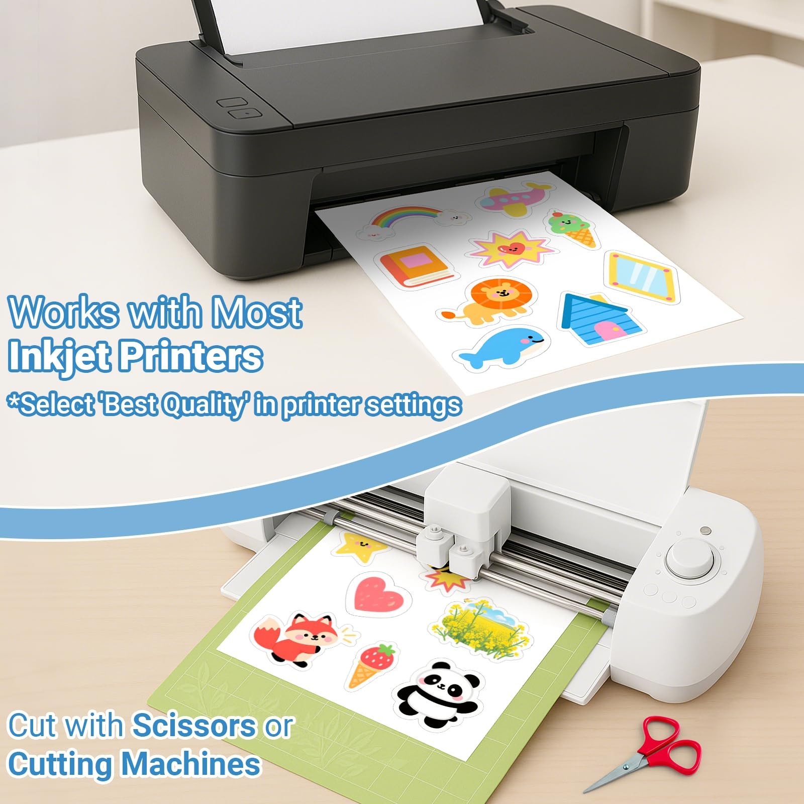 35 Sheets Sticker Paper for Self Printing A4, Matte White Waterproof Printing…