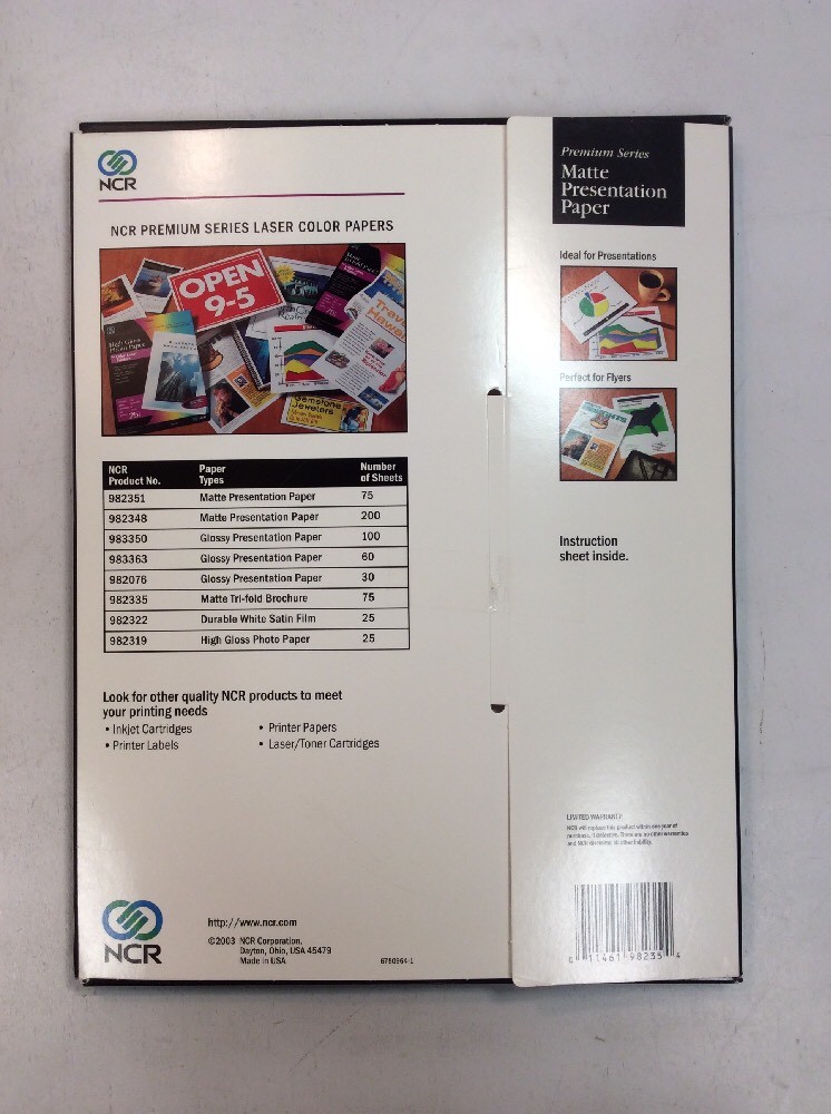 NCR Matte Presentation Paper For Color Laser 65 Sheets UsedOfficeShop.com