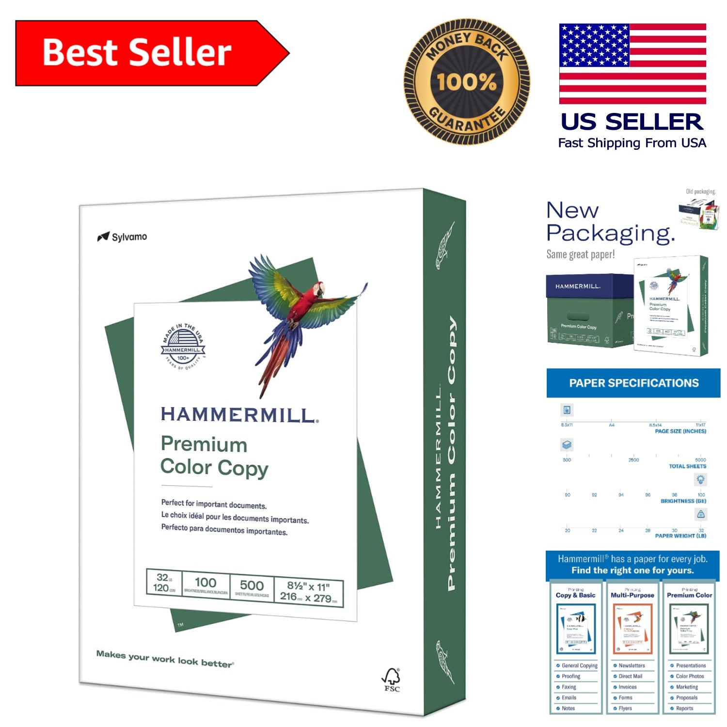 High-Quality 32 lb Color Copy Paper – 8.5″x11″, 100 Brightness, 500 Sheets