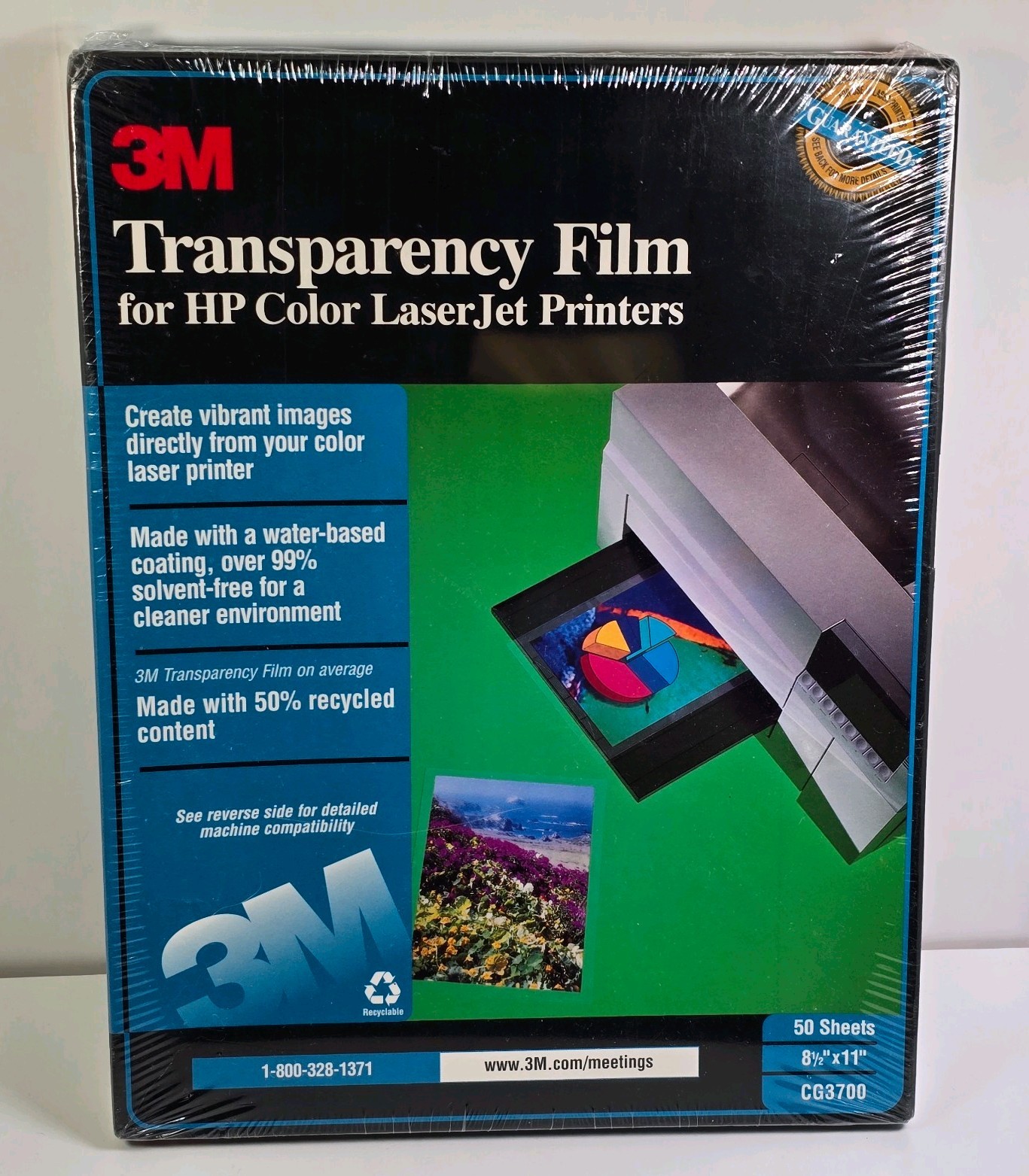 3M CG3700 Transparency Film for HP Color LaserJet Printer Clear 8.5×11 50 Sheets