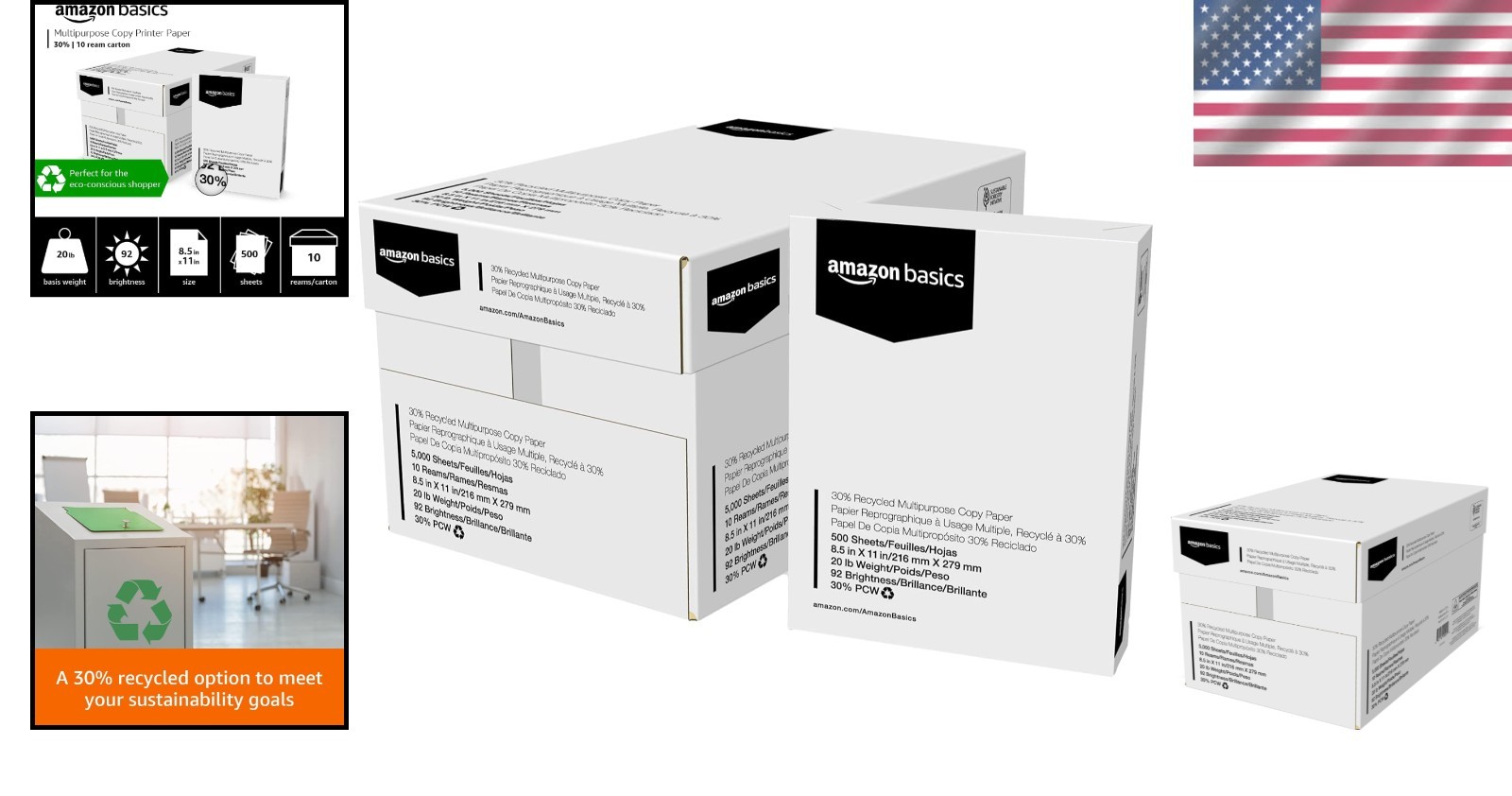 30% Recycled 8.5×11 Printer Paper, 5000 Sheets, 92 Bright – Eco-Friendly Choice