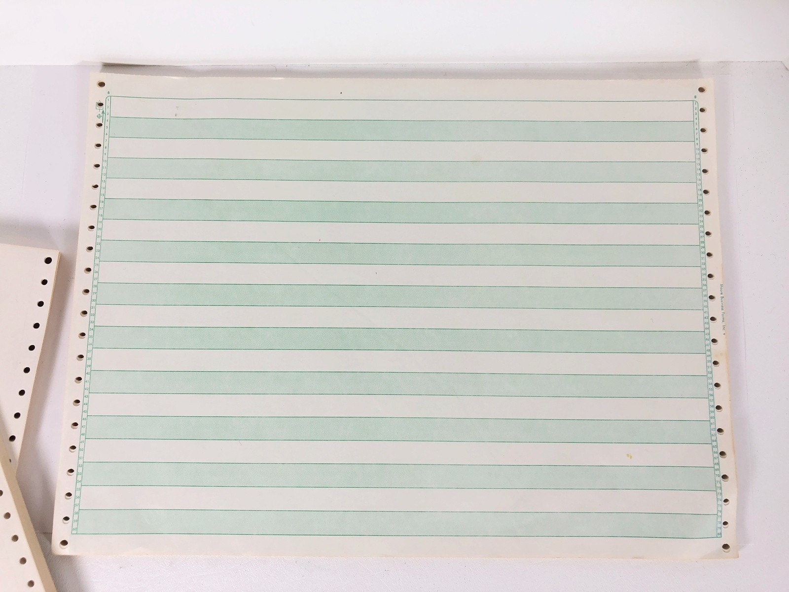 Continuous Dot Matrix Vintage Printer Paper Tractor Feed Green Bar stripe Solid