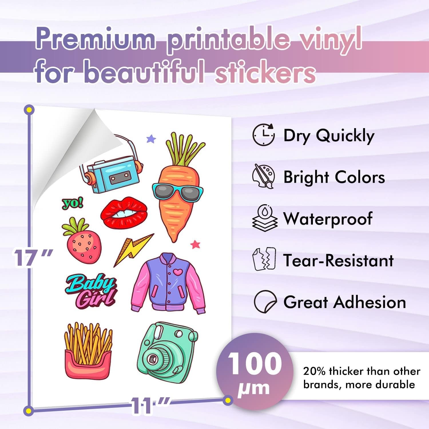 Koala Printable Vinyl Sticker Paper for Inkjet Printer 11×17 Inch – 10 Sheets…
