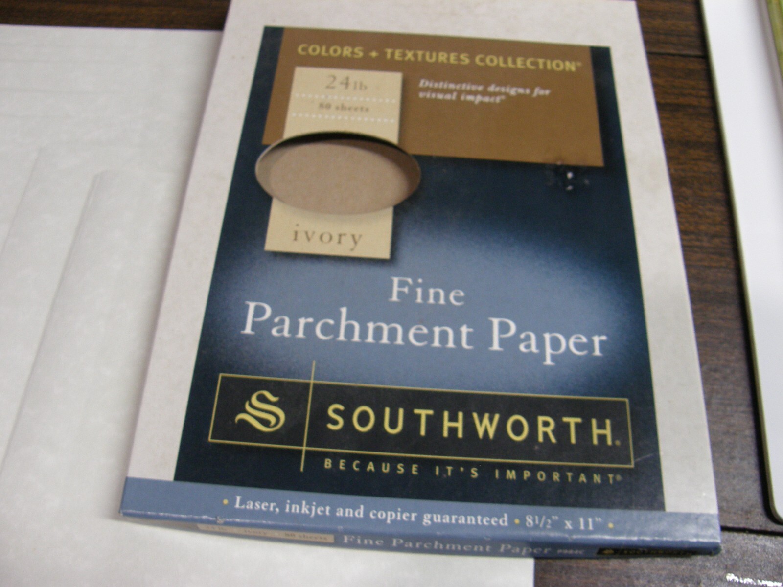 9656) Southworth Fine Parchment Paper Ivory 24lb 8 1/2 x 11″ OPEN BOX 67 SHEETS