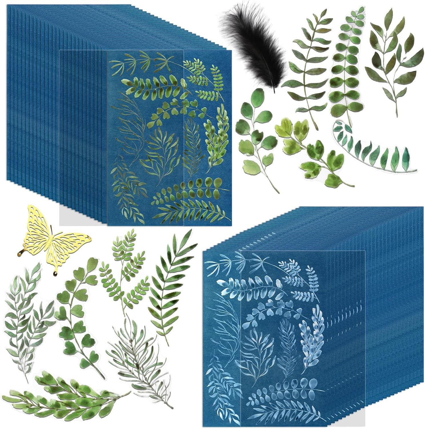 80 Pcs Cyanotype Paper, High Sensitivity Sun Print Paper Kit with 2 Sleeves and