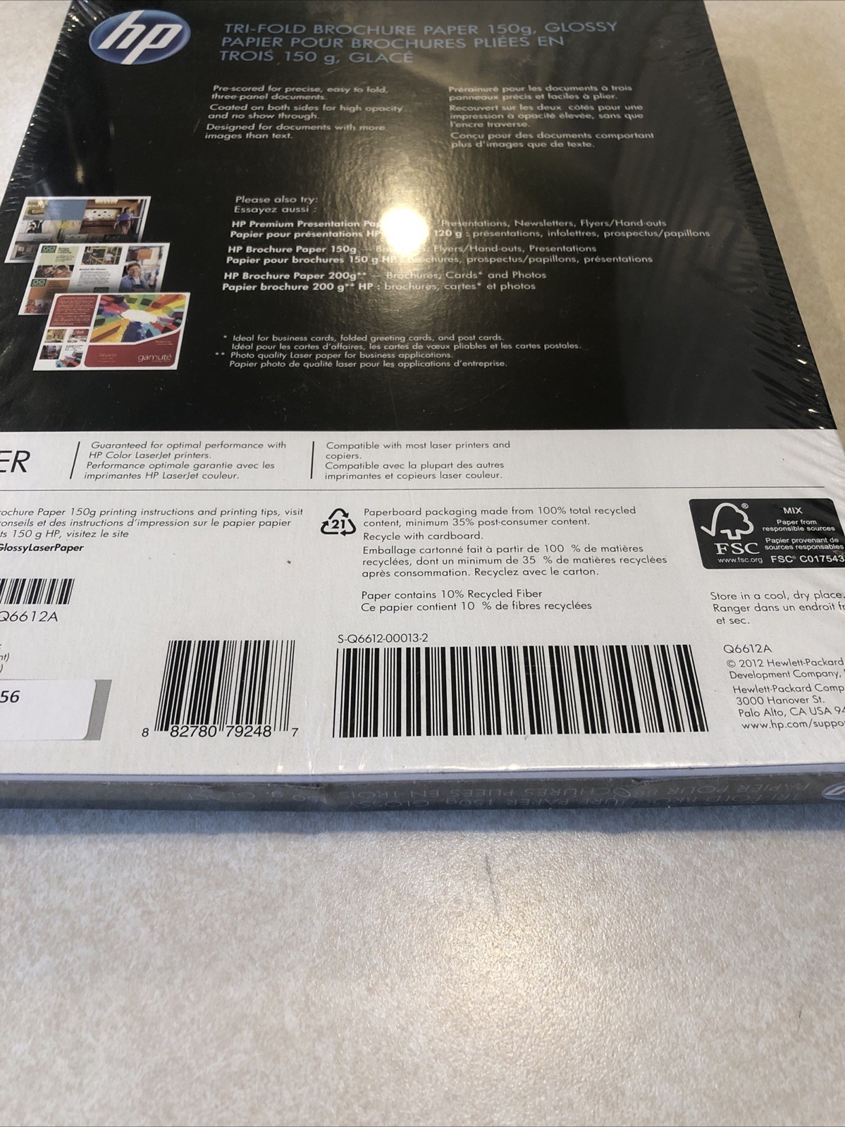HP Laser Print Flyer Paper 8 1/2″ x 11″ Glossy 150 Sheets/Pack White Q6612A
