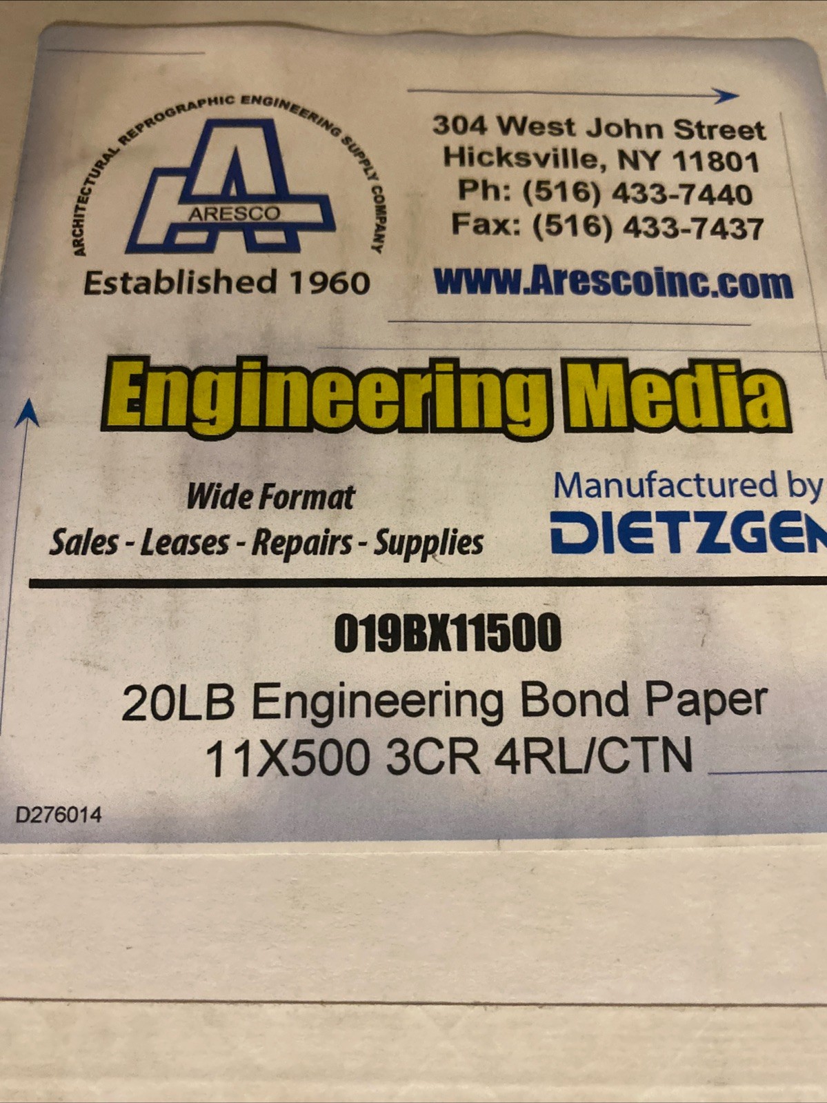 11×500 plotter paper. 4 rolls per box