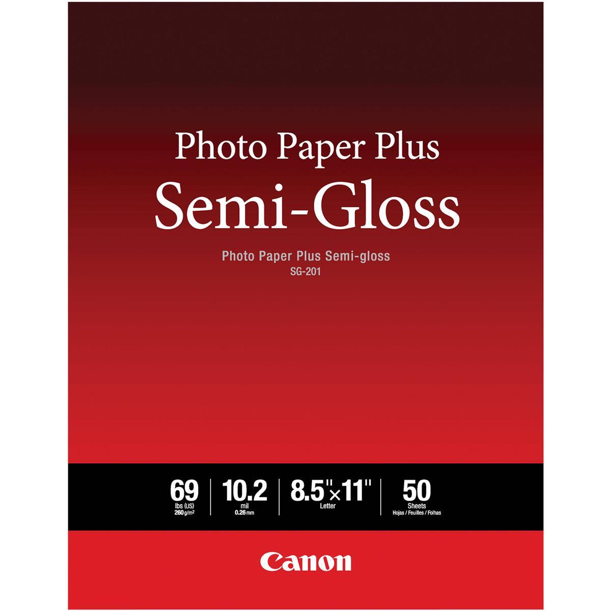 Canon Plus Semi-Gloss Photo Paper (8.5×11″), 50 Sheets #1686B063