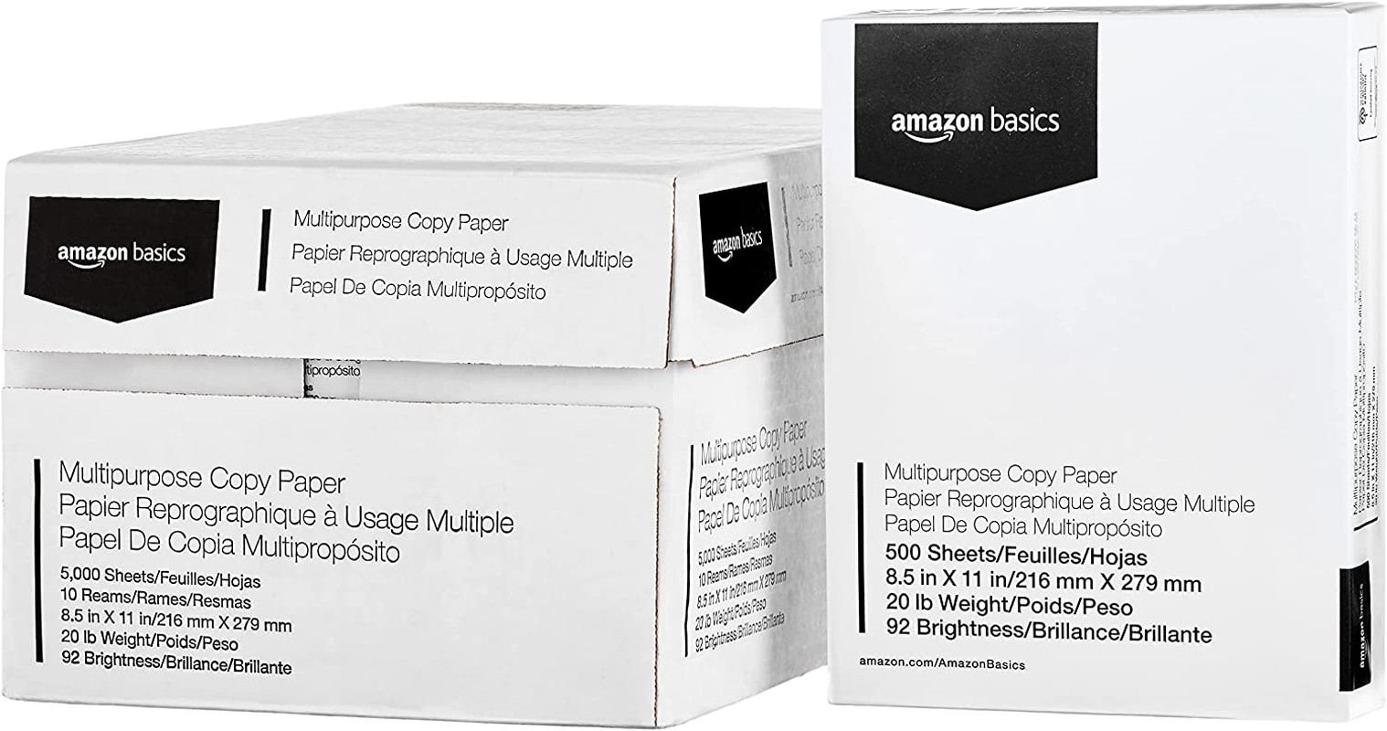 Copier Printer Paper 8.5 x 11 White 20lb Multipurpose Copy 92 Bright White