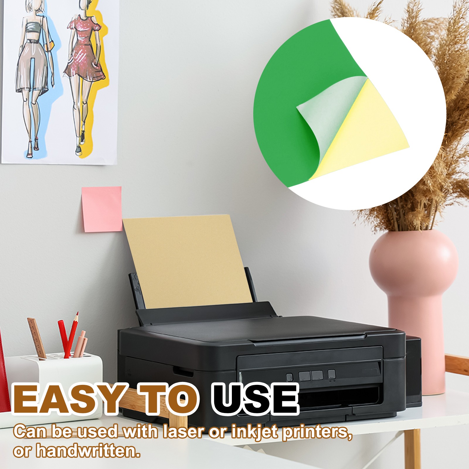 15 Sheet Printer Self Adhesive Paper, Green