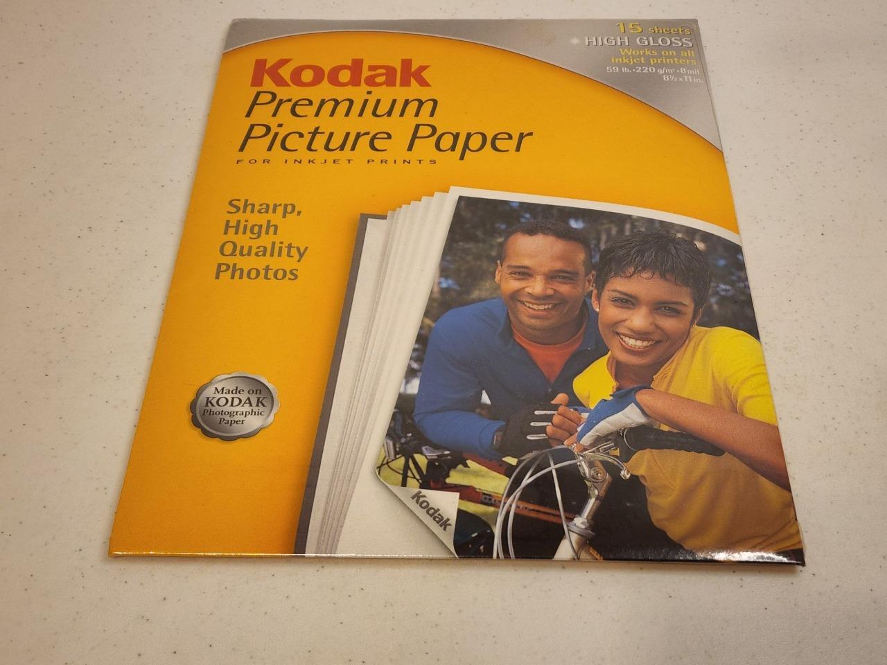 Kodak Premium Picture Paper For Inkjet Prints High Gloss 15 Sheets 8.5 x SEALED