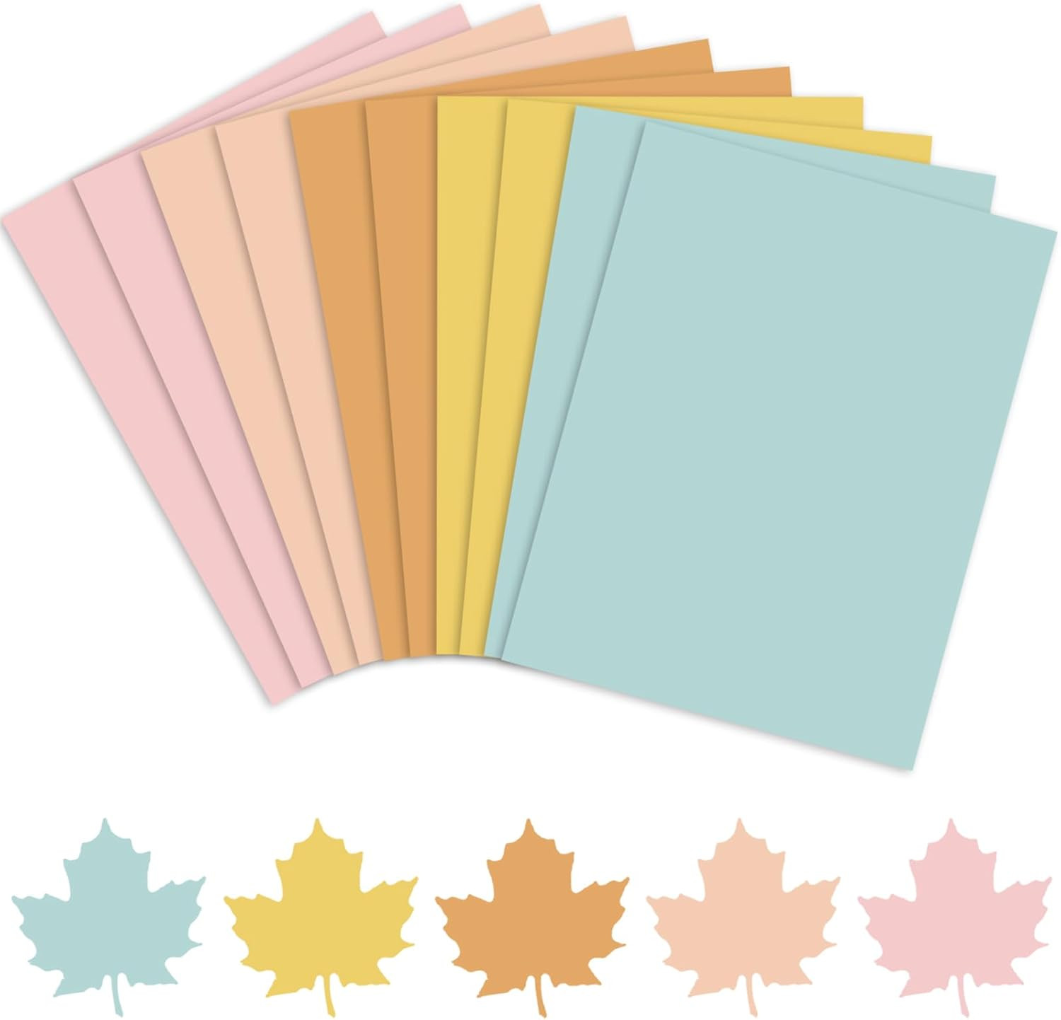 50 Sheets Assorted Fall Colors Card Stock Paper Pink Blue Orange Yellow Scrapboo