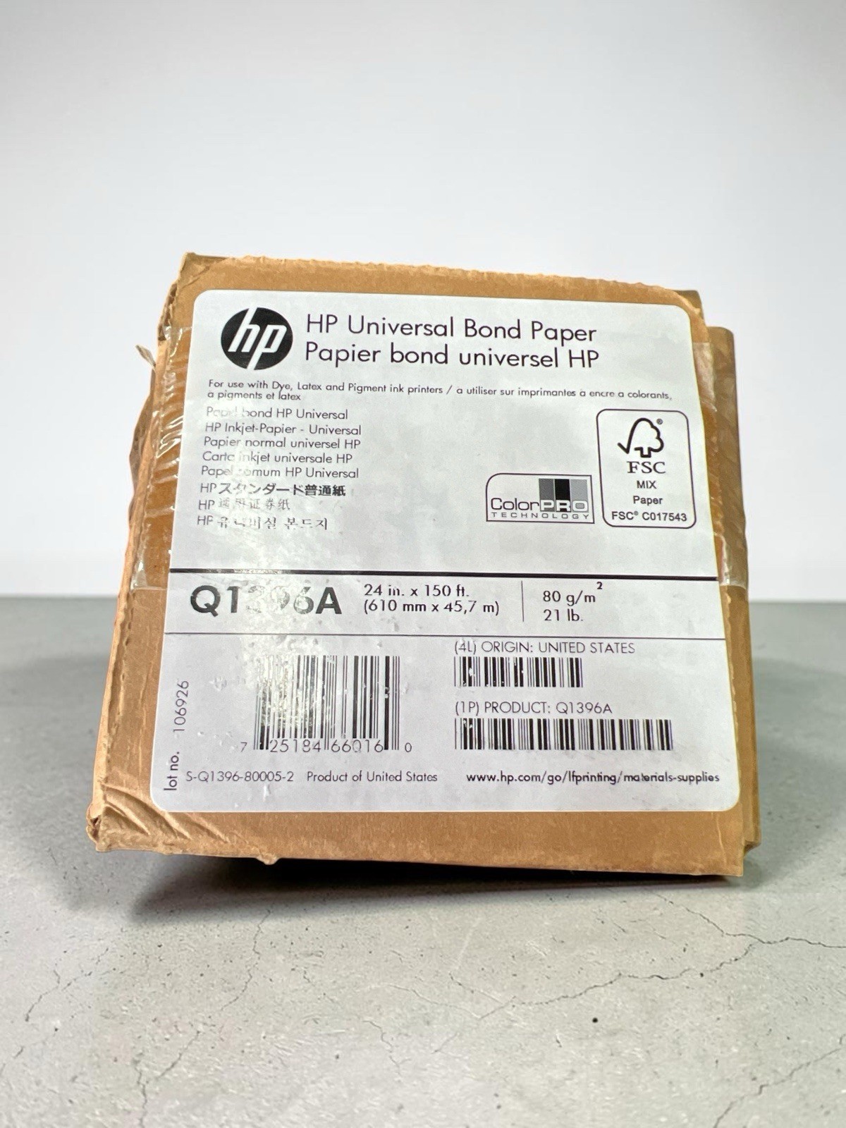 HP Q1396A Universal Bond Paper Roll 24″ x 150′ 80gsm DesignJet Wide Format