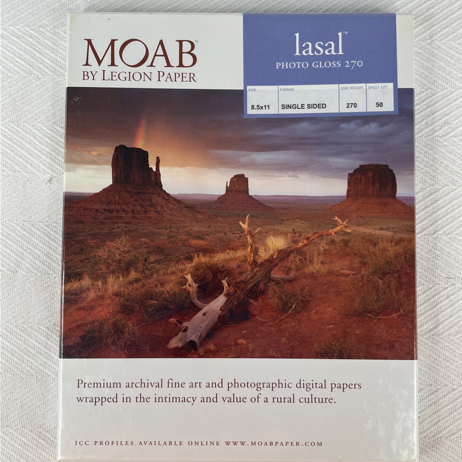 MOAB By Legion Paper Lasal Photo Gloss 270 8.5×11 50 Sheets 1 Sided