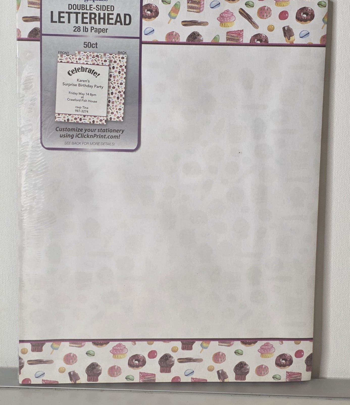 Computer Printer Paper Cupcakes Donuts White DIY New 50ct Letterhead