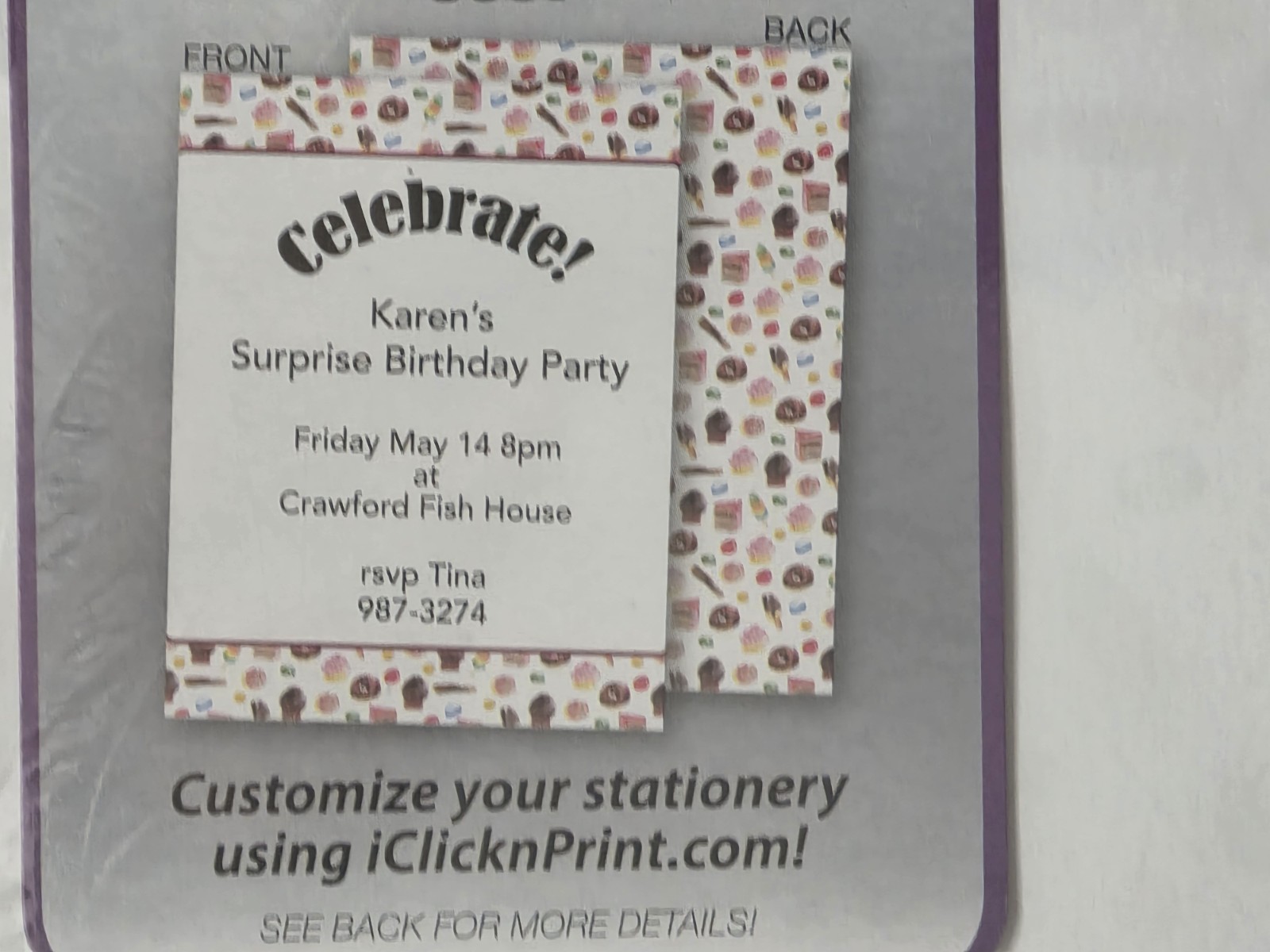 Computer Printer Paper Cupcakes Donuts White DIY New 50ct Letterhead