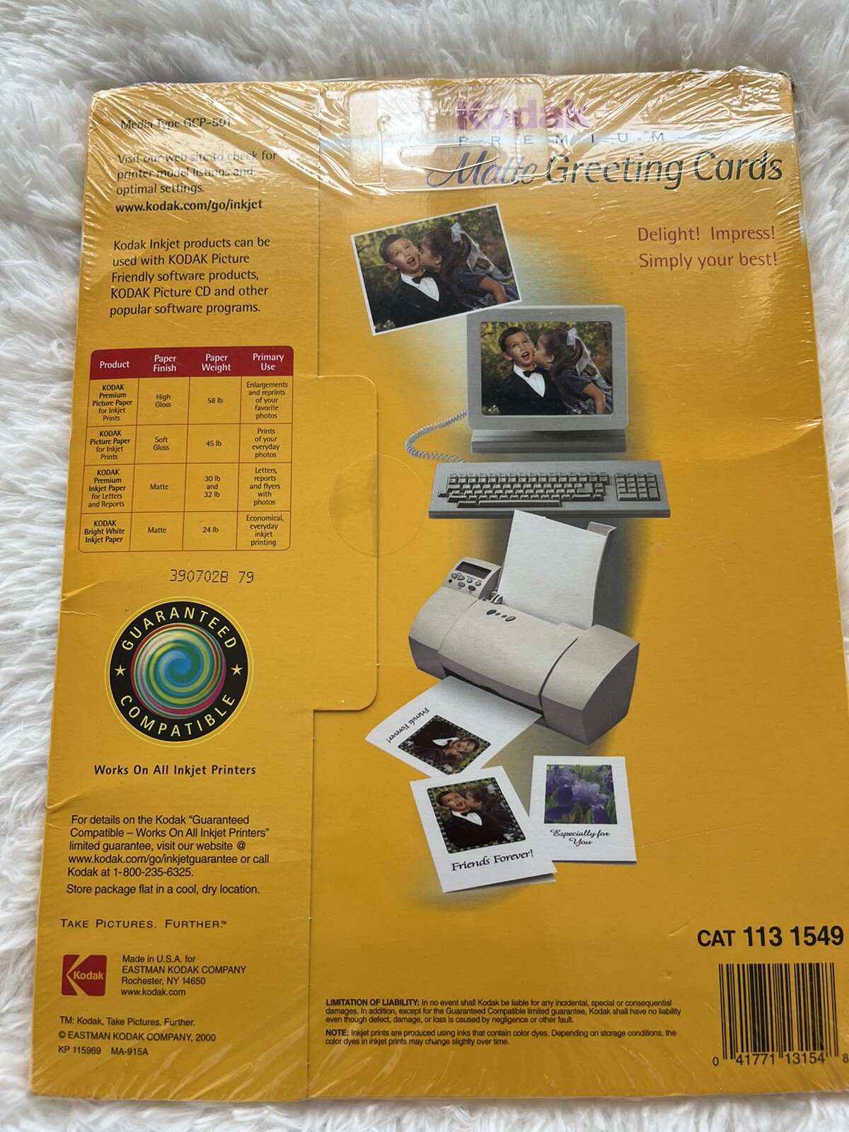 Kodak Premium Matte Half-Fold Greeting Cards 20 Cards and Envelope, Inkjet