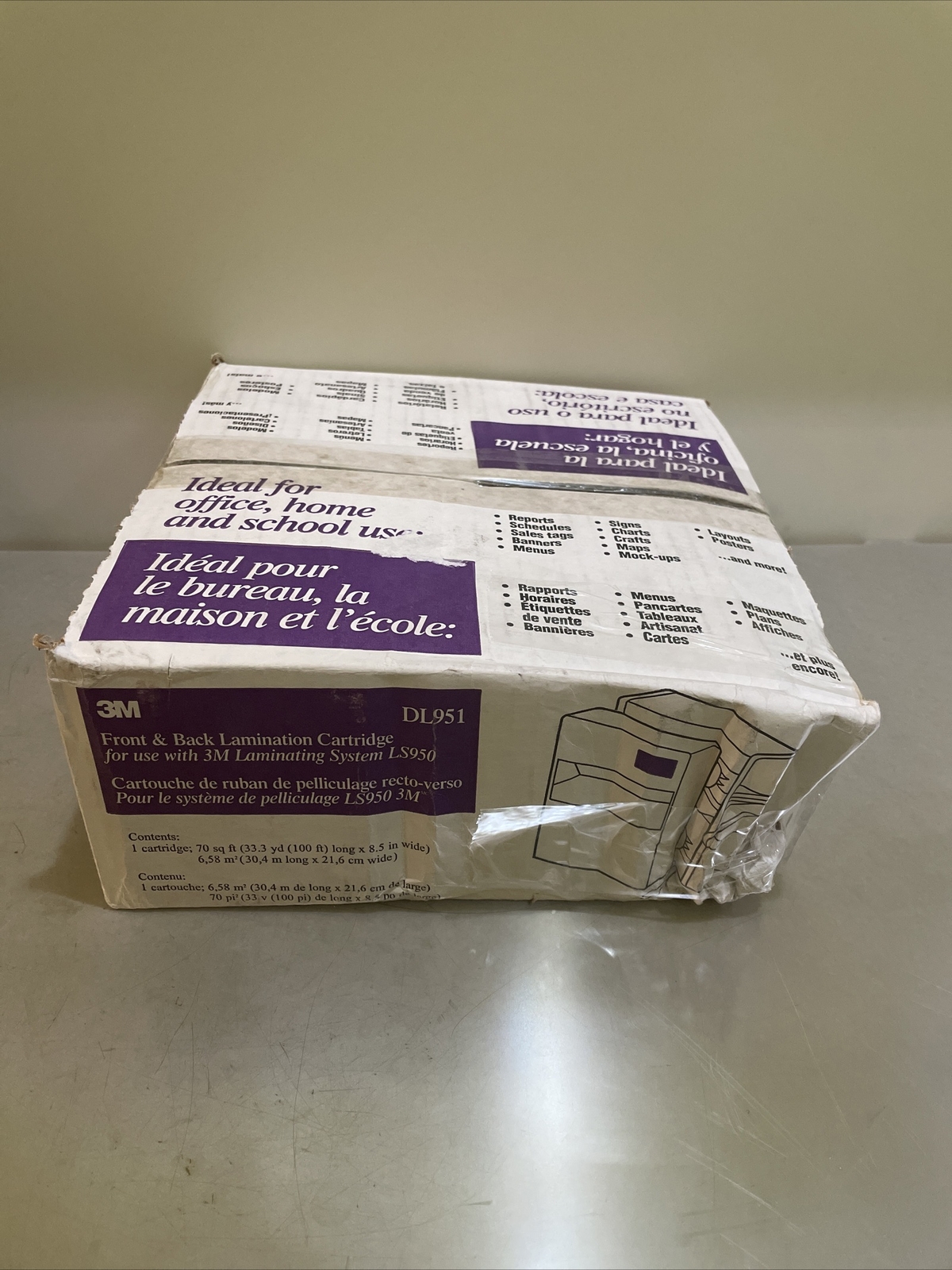 3M DL951 FRONT AND BACK LAMINATION CARTRIDGE NEW OFFICE HOME SCHOOL MENUS SIGNS