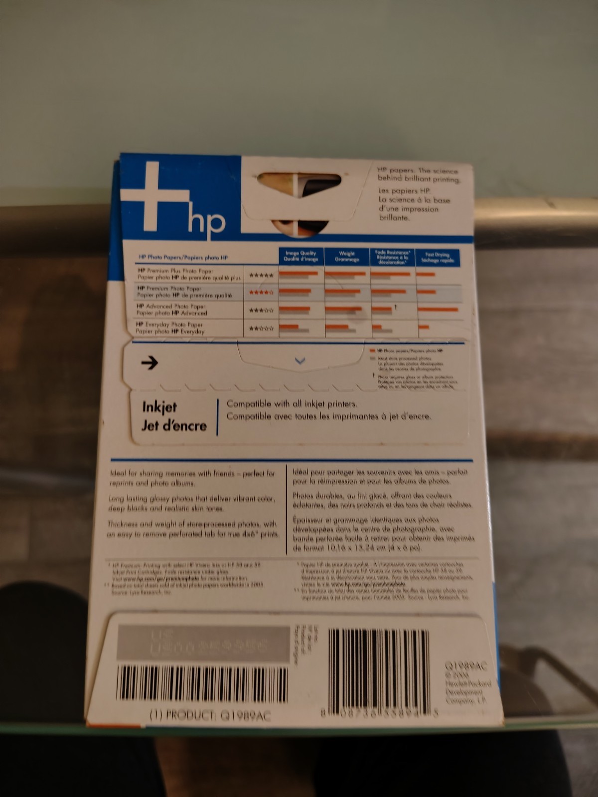 HP Premium Glossy Photo Paper 4×6 240 g/m² 60 Sheets Inkjet White Q1980AC