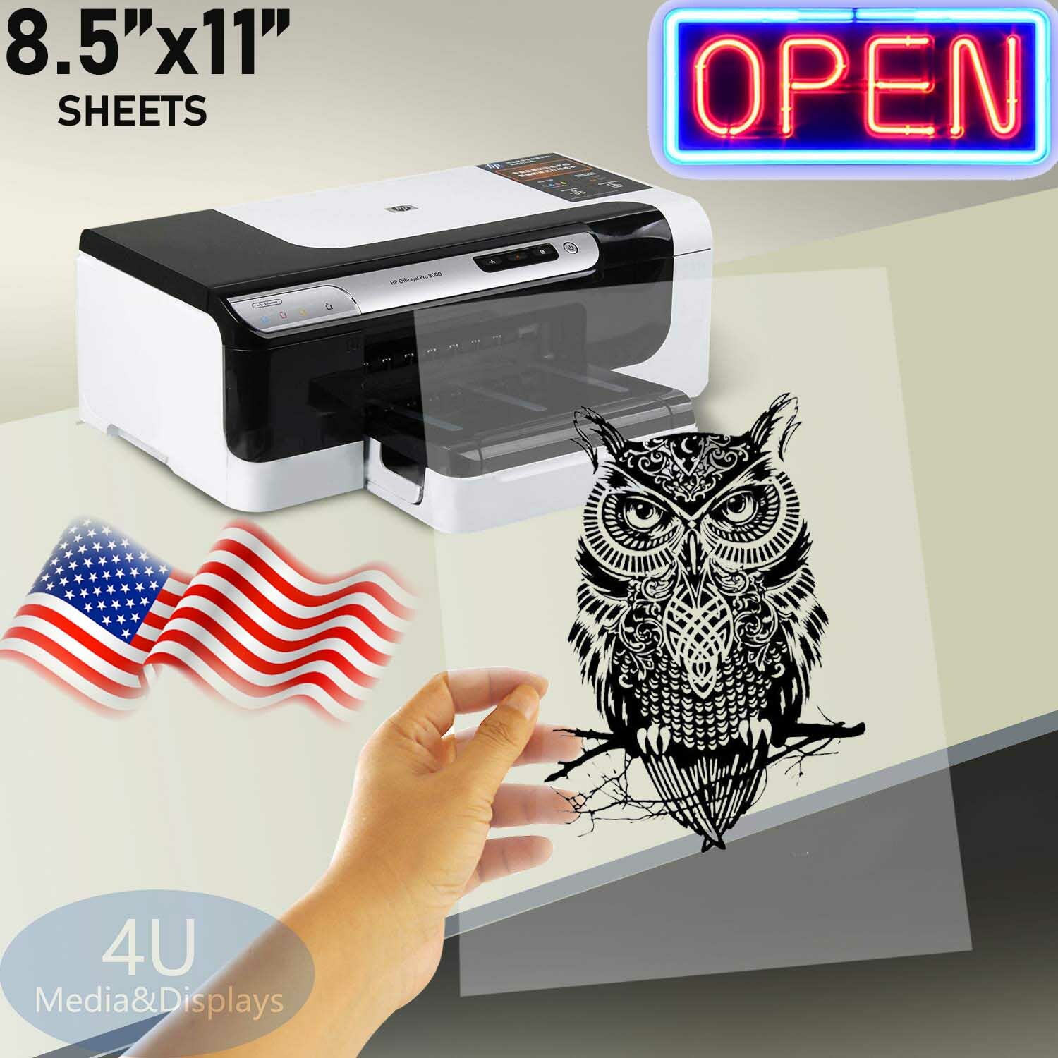 50sheets，8.5″x11″(A4)，Waterproof Inkjet Milky Transparency Screen Printing Film