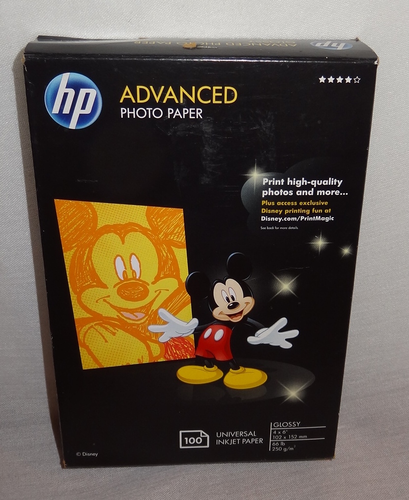 Unopened Disney HP Advanced 4 X 6 Glossy Photo Paper 100 Count Q2238A 2010