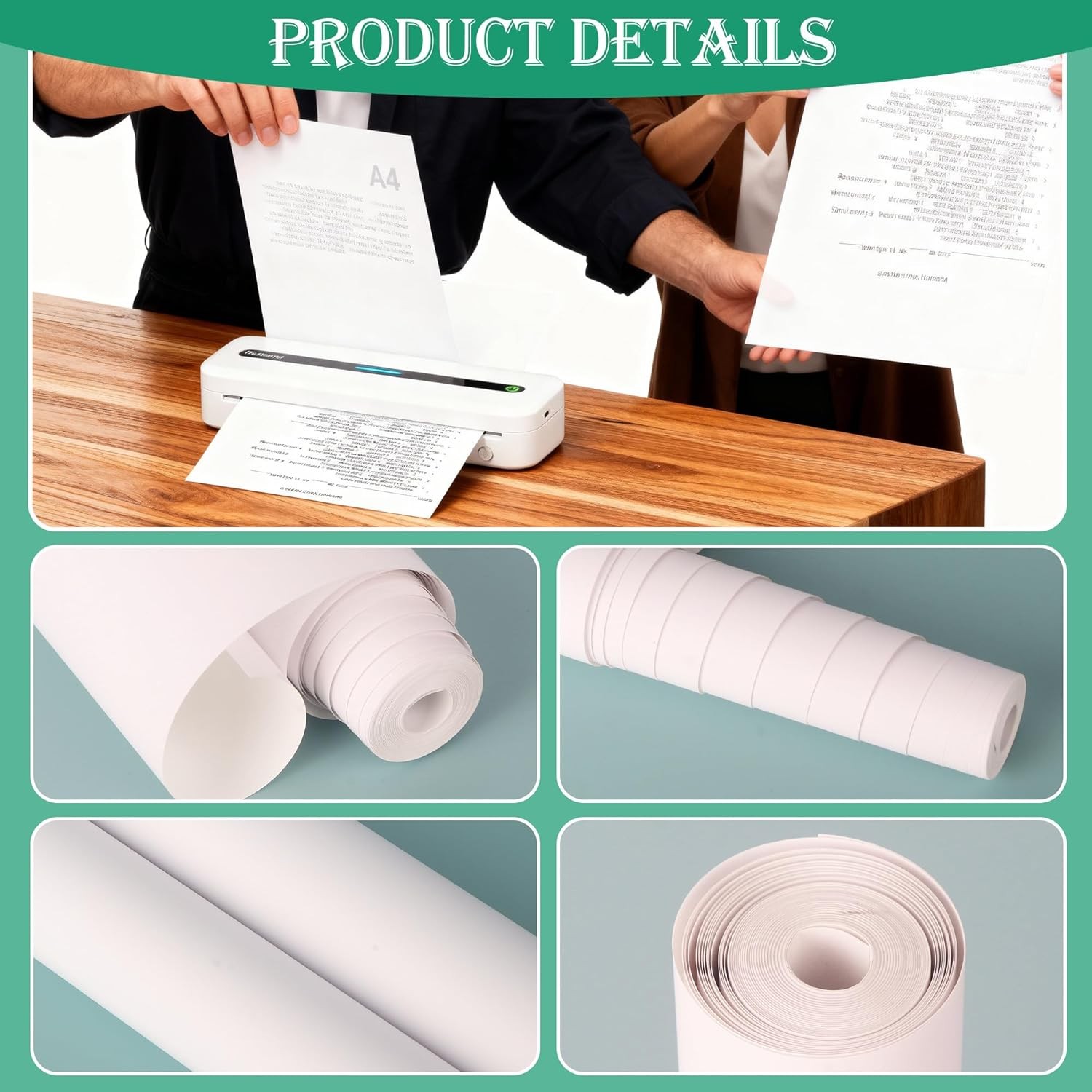 2 Rolls A4 Thermal Printer Paper 8.5×11″ for M08F M832 M834 Portable Printer US