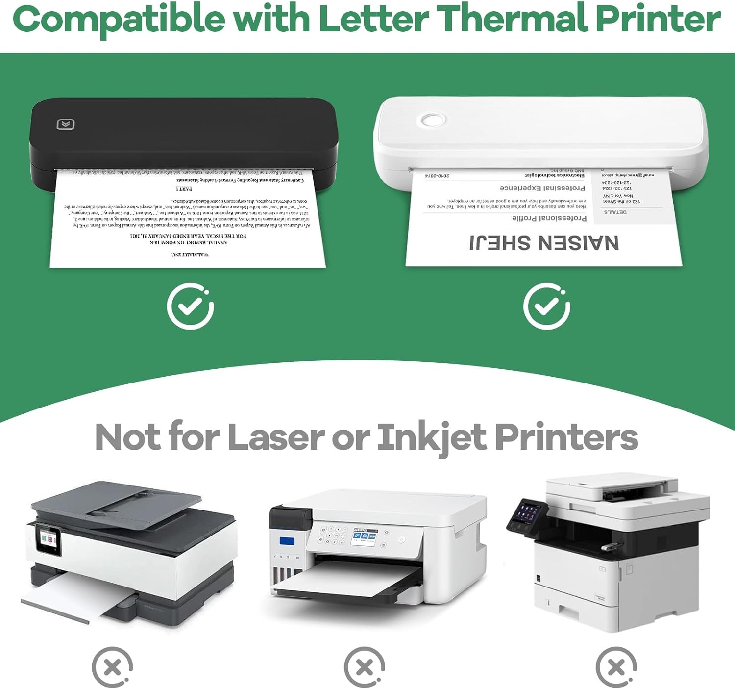 2 Rolls A4 Thermal Printer Paper 8.5×11″ for M08F M832 M834 Portable Printer US