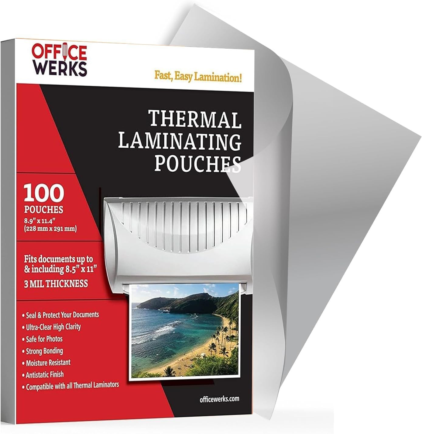 100 Pack of Thermal Laminating Pouches, 8.9″ x 11.4″, Letter Size Sheets, 3 Mil