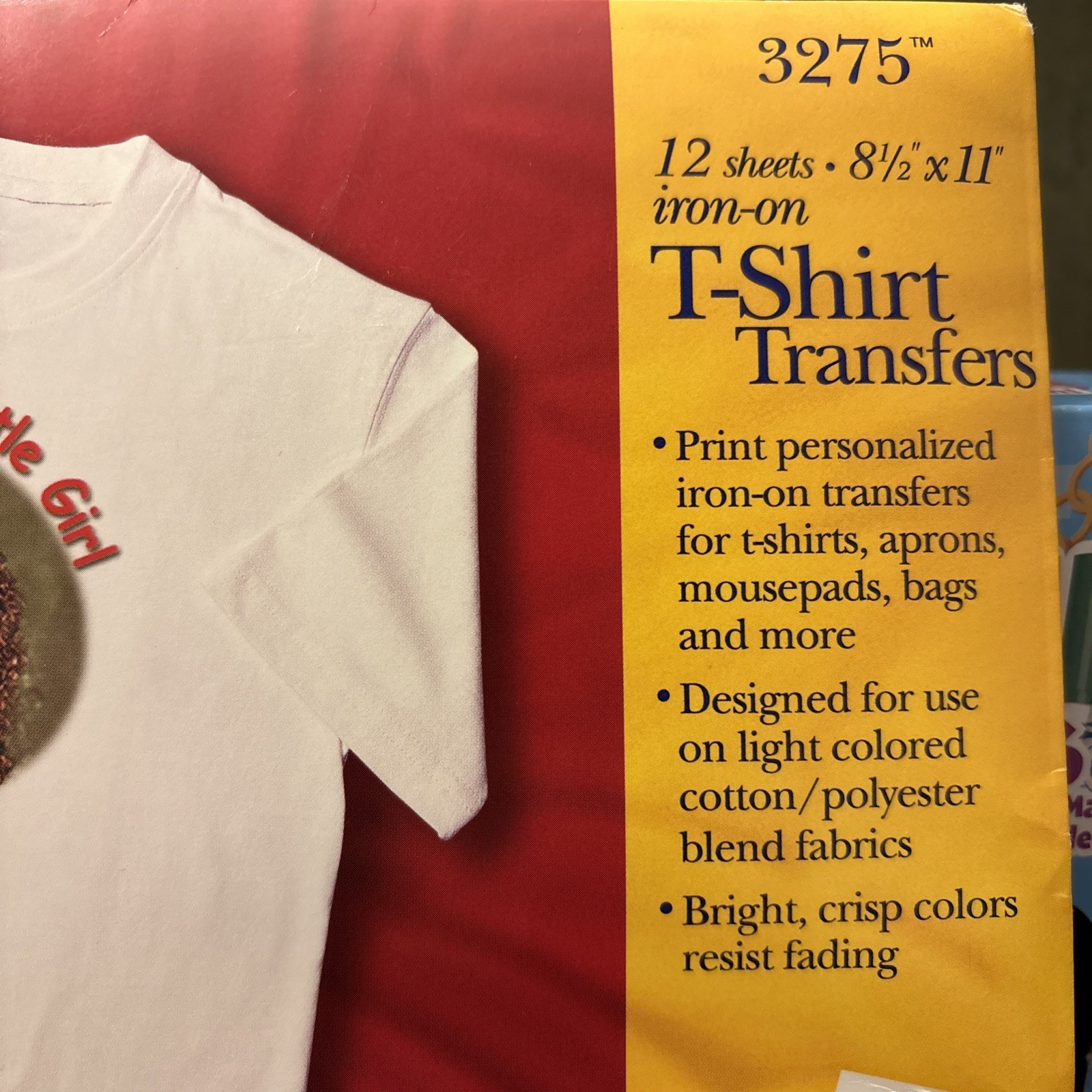 Avery Inkjet T-shirt Transfers iron-on 3275 8.5″ x 11″ – 12 Sheets open Box NEW