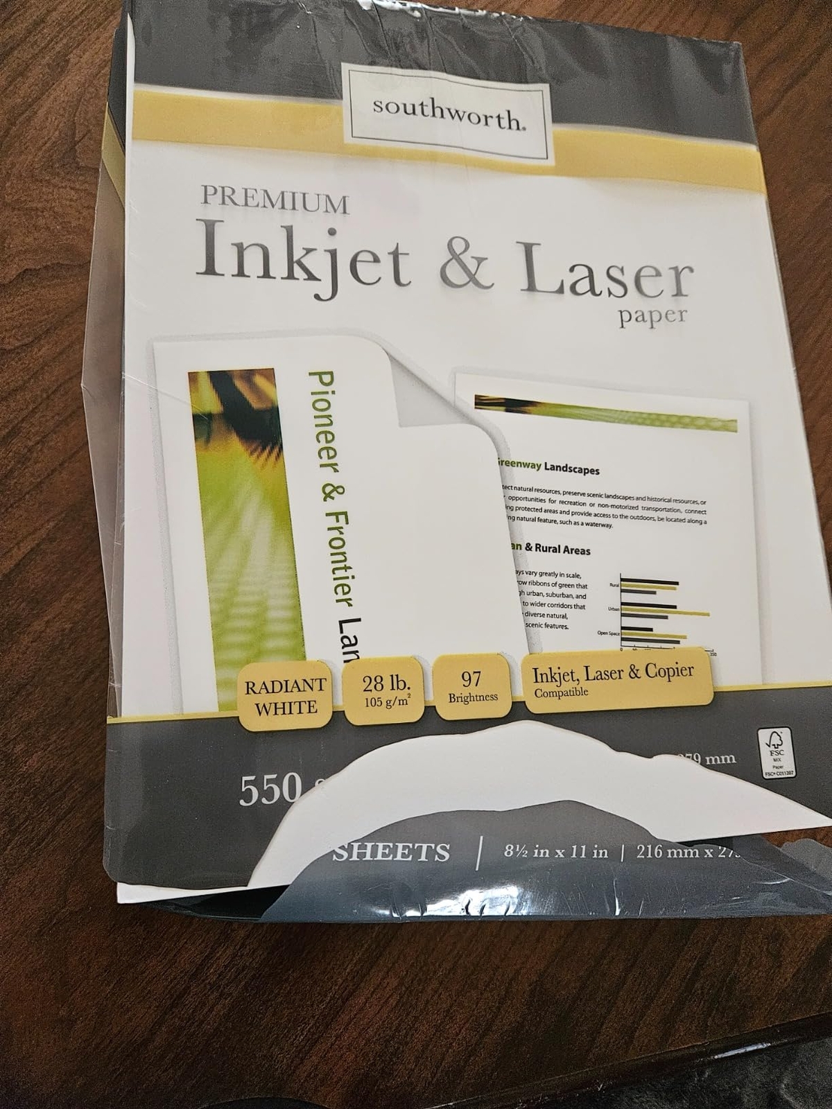 Inkjet & Laser Printer Paper 8.5″X11″ 28 Lb, Radiant White, 550 Shee