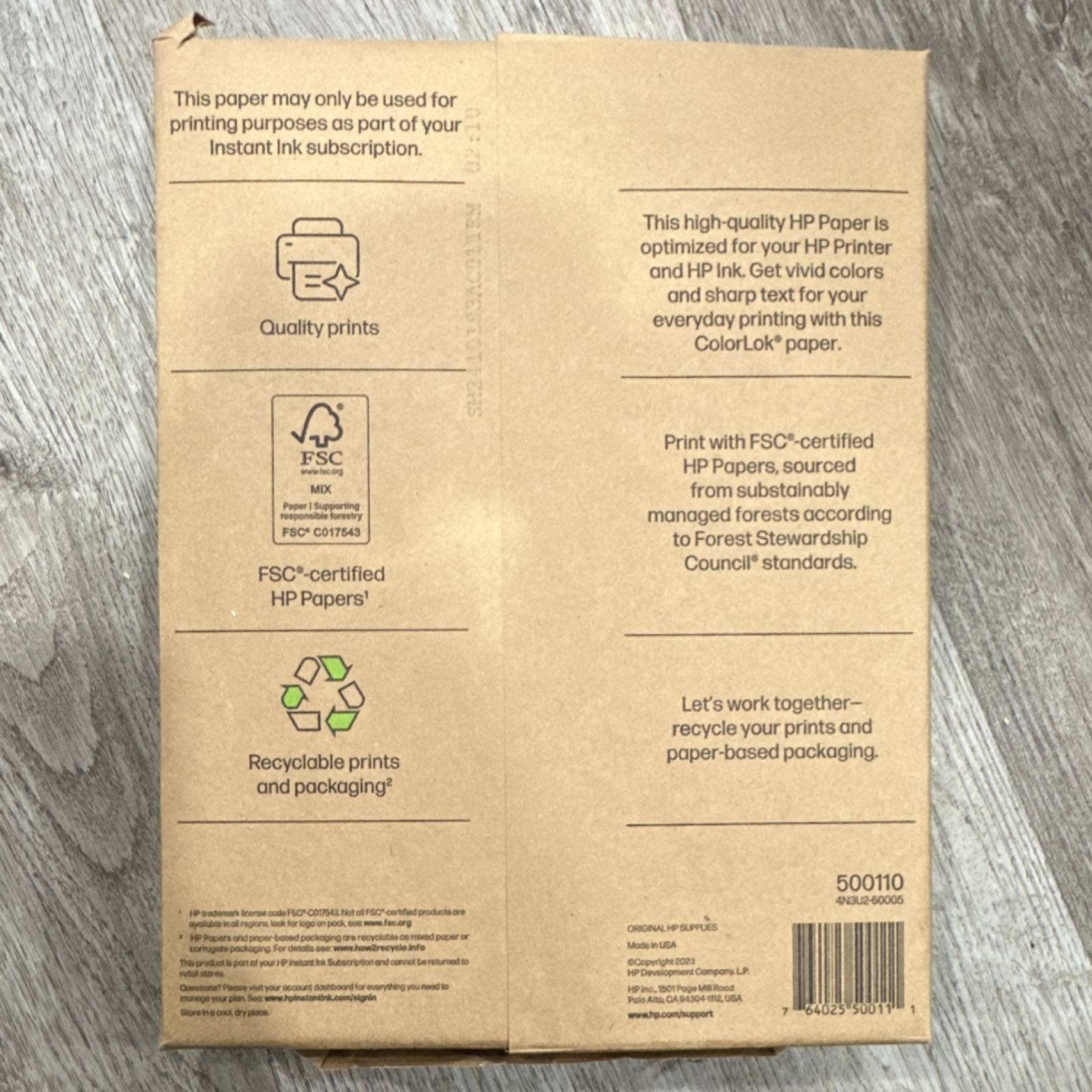 HP Printer Paper 8.5 x 11 in Matte White Inkjet 20 lb 500 Sheets