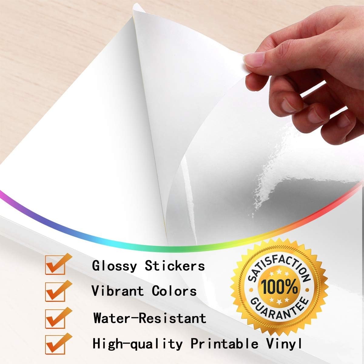 20 Printable Vinyl Sticker Paper 8.5×11 Glossy Waterproof Decal for Laser Inkjet