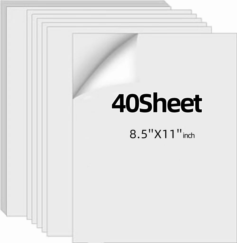 ZGBZCL Sticker Paper for Inkjet 40 Sheets 8.5″ x11” Matte White