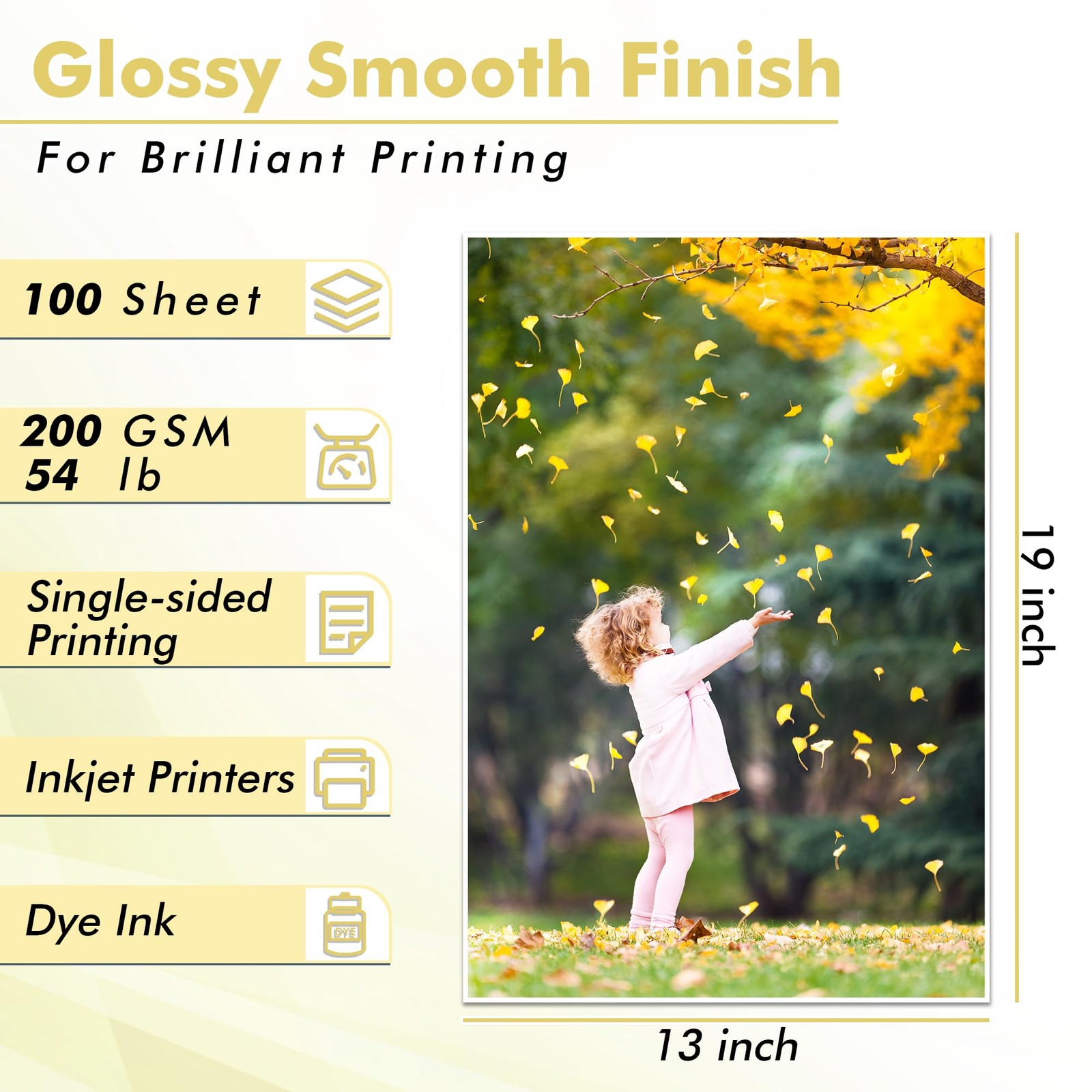 Koala Glossy Inkjet Photo Paper Thick 13×19 Inch 100 Sheets, 54lb Dye Ink Set