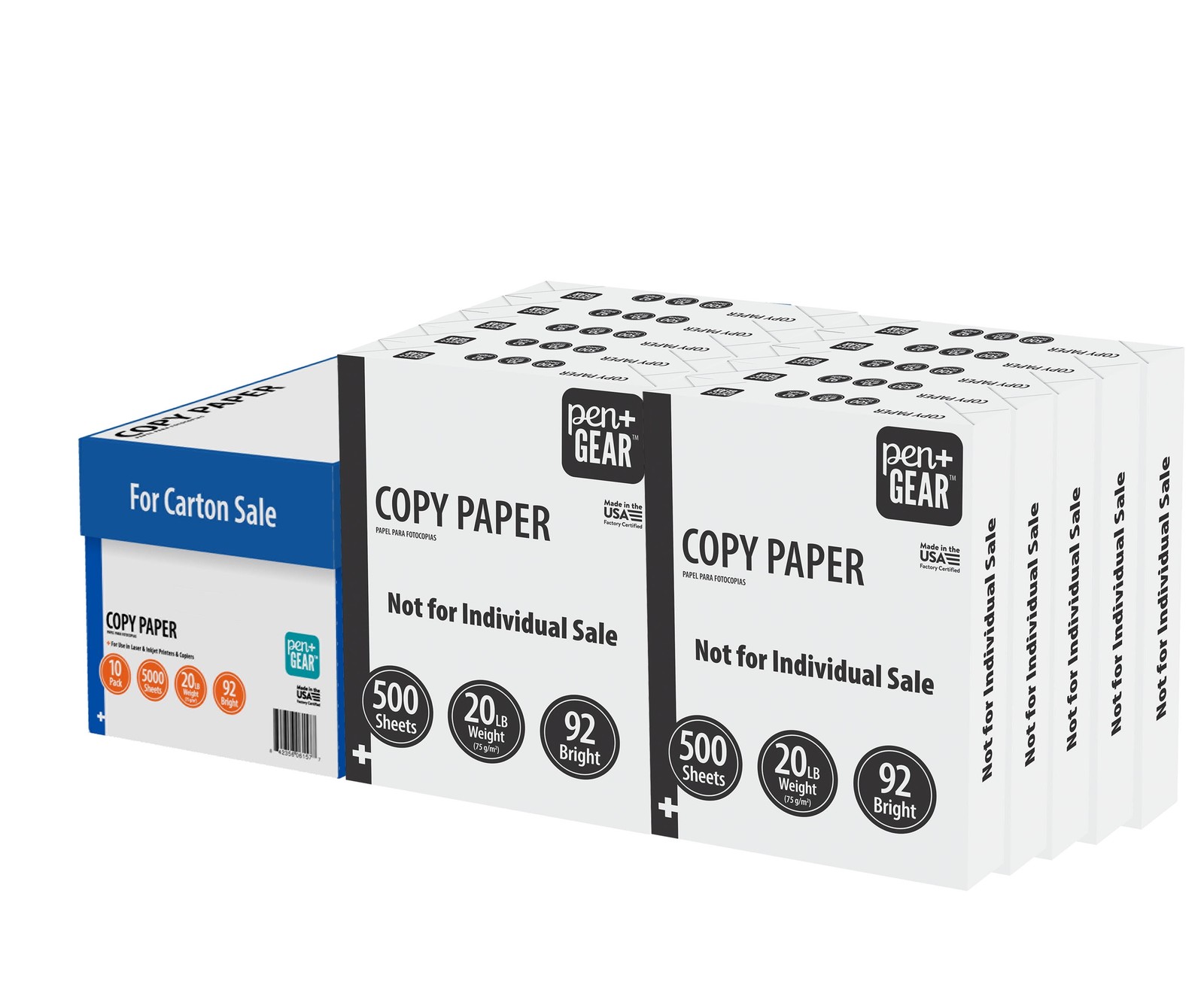 Pen+Gear Copy Paper 8.5″x11″, 92 Bright White 20lb., 10 Ream Case (5,000 Sheets)