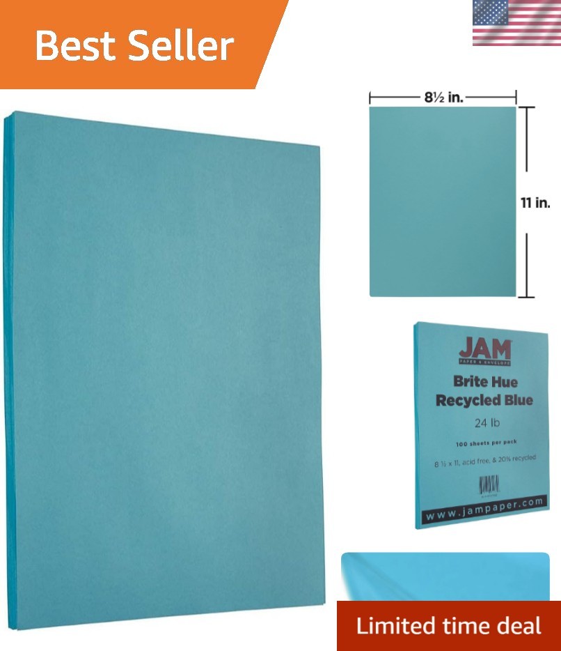 Bright Blue 24lb Smooth Paper – 50 Recyclable Sheets for Invitations & More