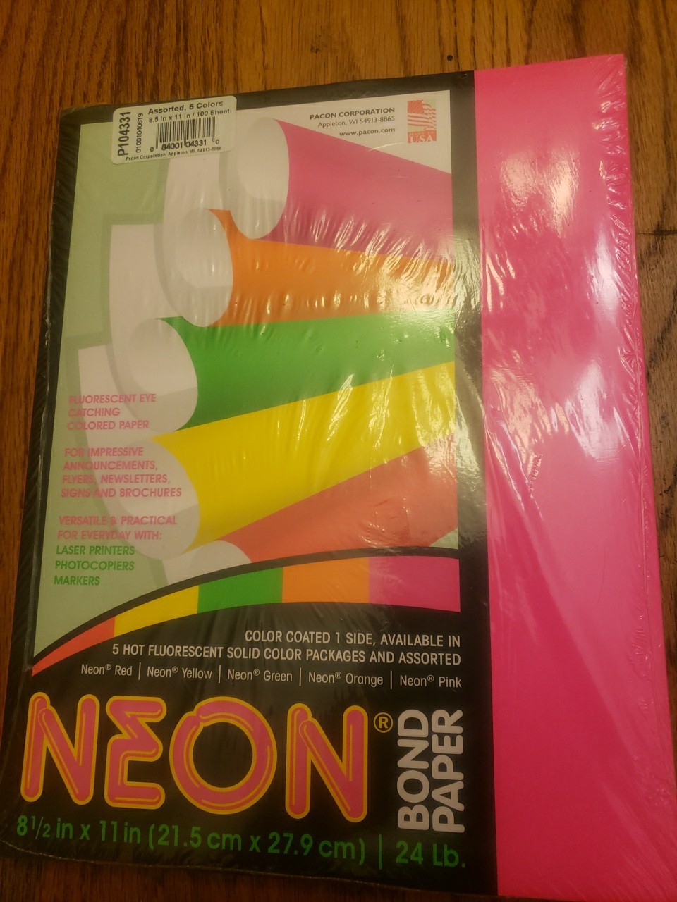 Pacon Corp Neon Paper 8-1/2″ x 11″ Pink, Orange, Yellow 100 Sheets/Pack