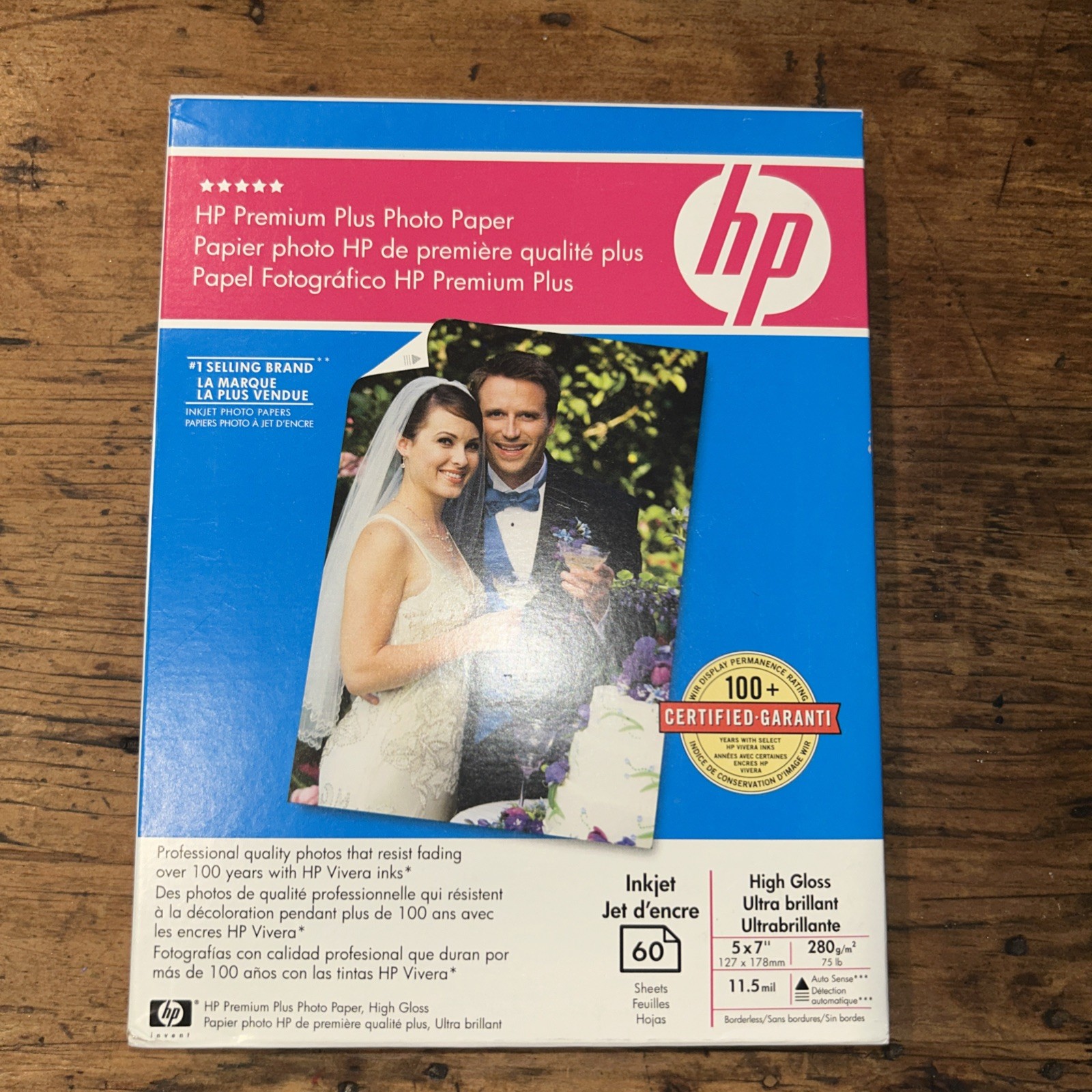 HP Premium Plus Photo Glossy Q6566A Paper 60 Sheets 5×7 75lb InkJet Printers New