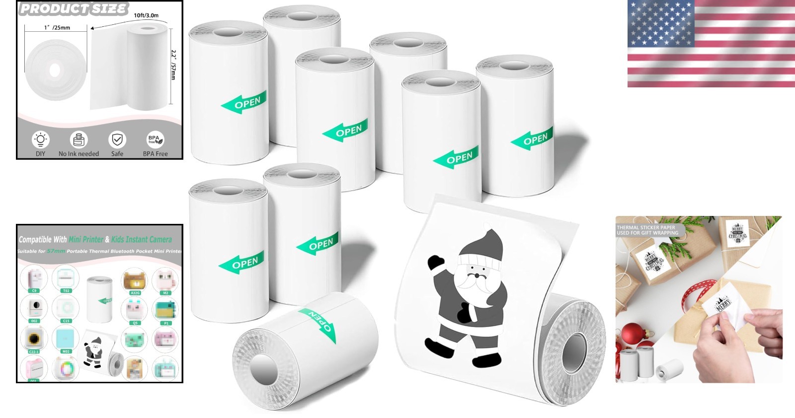 Versatile 10-Pack Mini Pocket Printer Sticker Paper for Kids’ Instant Cameras