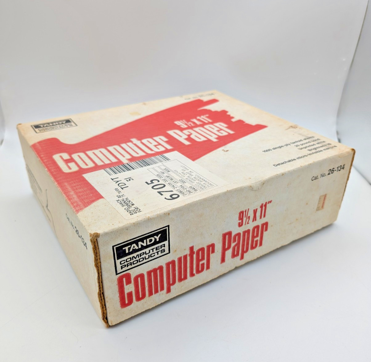 BOX ONLY – Vintage Tandy Computer Paper 9.5×11 1000 Sheets Radio Shack 26-134