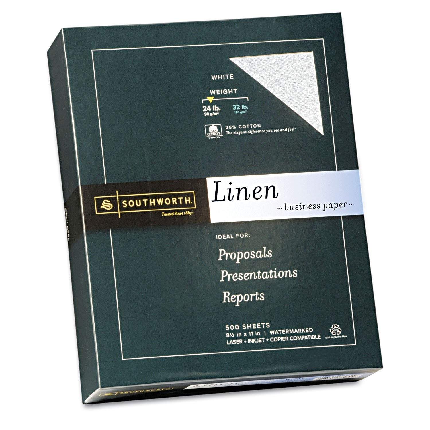 Southworth 25% Cotton Business Paper, 8.5 x 11″, 24 lb/90 8.5″ x White