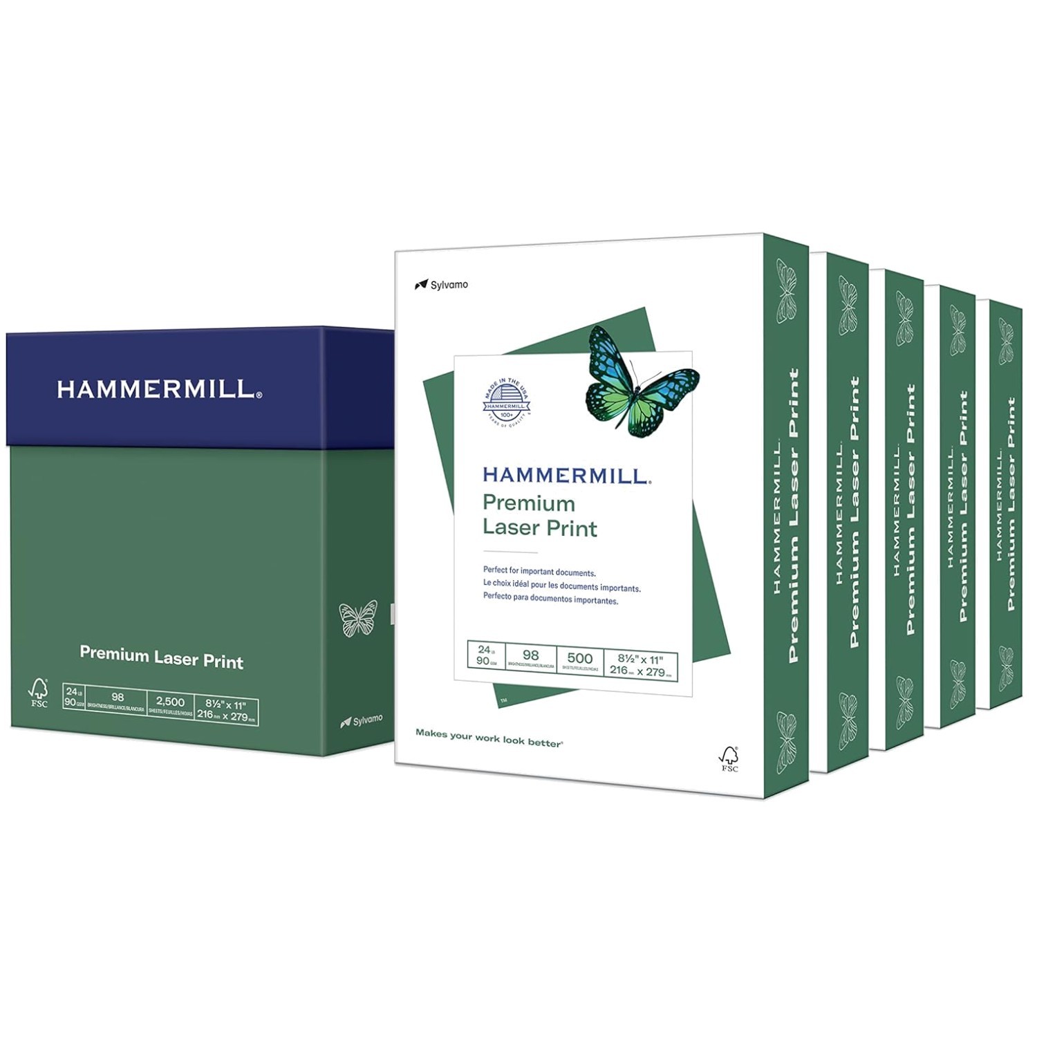 Laser Printer Paper, 5 Ream Pack – 2500 Sheets