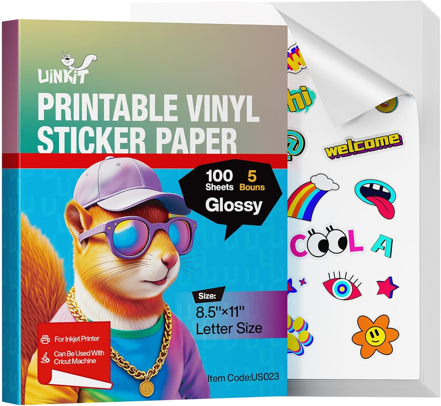 Uinkit 105 Sheets Premium Glossy Printable Vinyl Sticker Paper for World Cup Sti