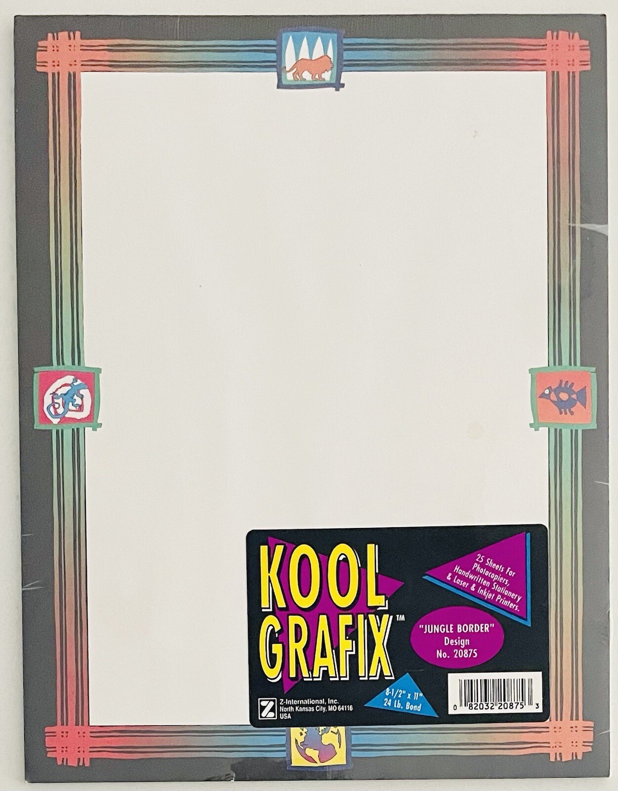 Vintage Kool Grafix Jungle Border Paper 8 1/2×11 #20875 25 Sheets NOS – Lot Of 3