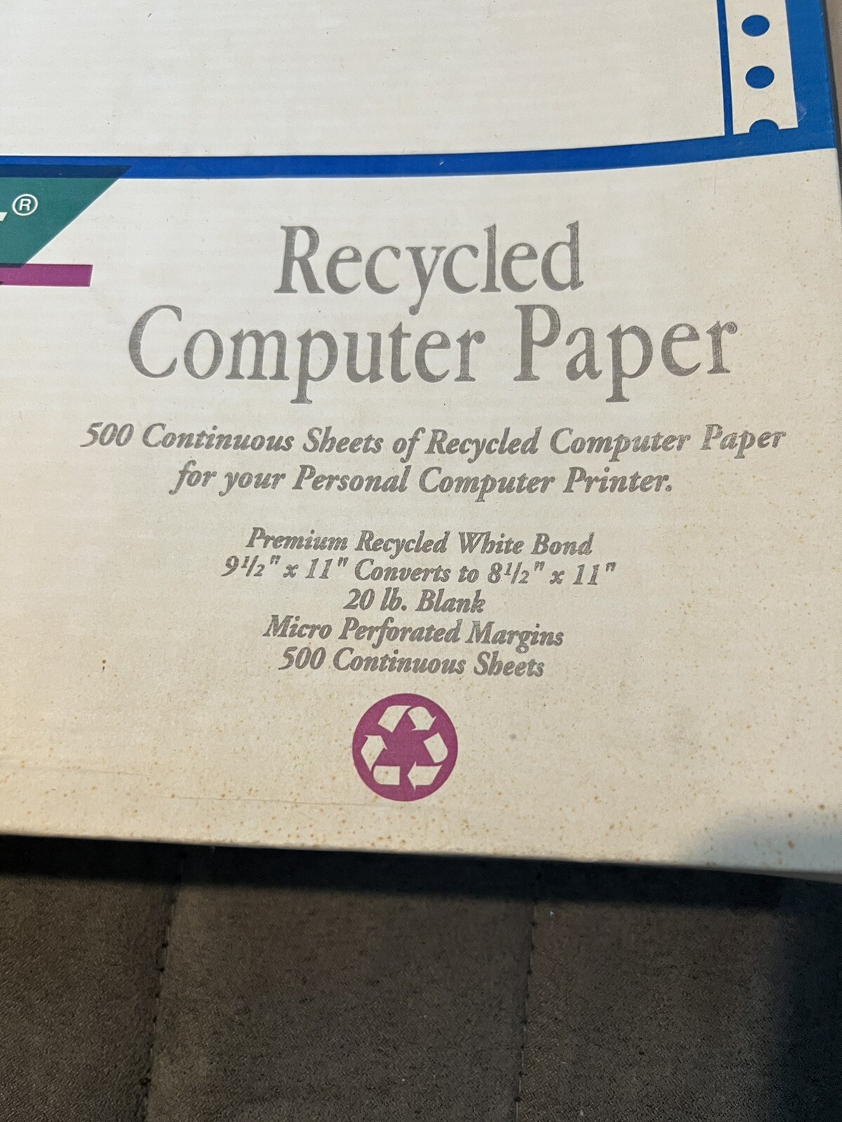 Vtg Shade Dot Matrix Computer Printer Paper Continuous Track Feed 100 Pg 9.5 x11