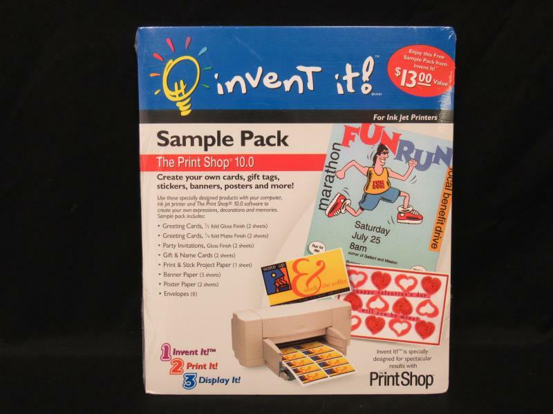 Vtg Invent It The Print Shop 10.0 Sample Pack Stickers Banner Posters Envelopes