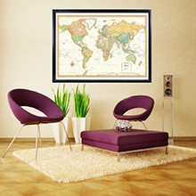 World Classic Wall Map Poster Mural (24×36 Paper Folded)