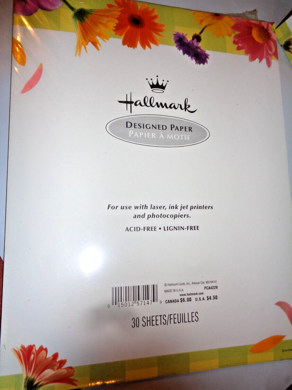 2 Pack of Hallmark Designed Paper for Ink Jet Printer Laser Photocopies Flowers